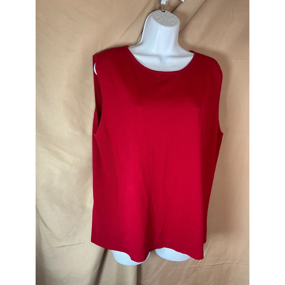 Finity Woman Sweater Tank Womens 2X Red Excellent Sleeveless Ribbed Side Panels - Picture 2 of 9